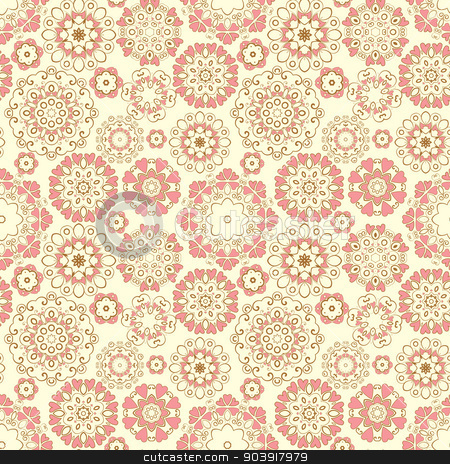 To use this stock image in your creative project, please select the size you need over to the right and click the "Add to Cart" button.
Your downloaded image will come with the Cutcaster watermark removed so don’t worry about the watermark you see on this page. Seamless Pattern stock vector clipart, Vector Seamless Pattern with ornaments and hearts by Miroslava Hlavacova