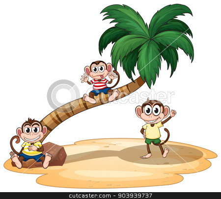 To use this stock image in your creative project, please select the size you need over to the right and click the "Add to Cart" button.
Your downloaded image will come with the Cutcaster watermark removed so don’t worry about the watermark you see on this page. Monkeys stock vector clipart, illustration of monkeys and a tree by Matthew Cole