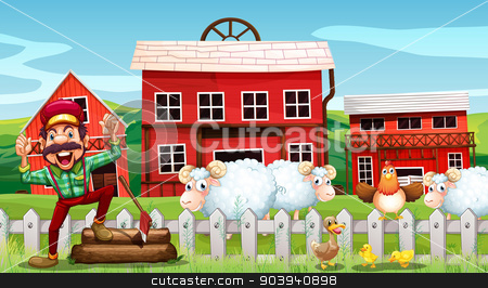 To use this stock image in your creative project, please select the size you need over to the right and click the "Add to Cart" button.
Your downloaded image will come with the Cutcaster watermark removed so don’t worry about the watermark you see on this page. Lumberjack and barns stock vector clipart, Illustration of a lumberjack and barns by Matthew Cole