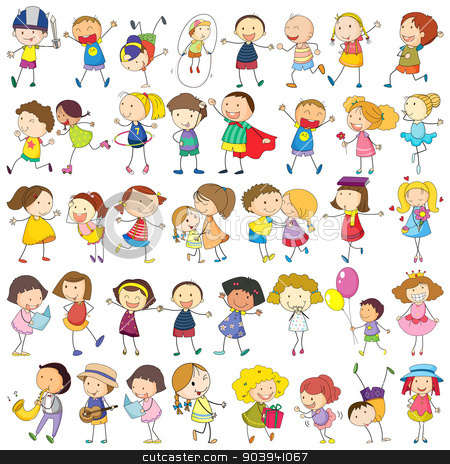 To use this stock image in your creative project, please select the size you need over to the right and click the "Add to Cart" button.
Your downloaded image will come with the Cutcaster watermark removed so don’t worry about the watermark you see on this page. Children stock vector clipart, Illustration of children by Matthew Cole