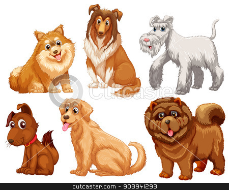 To use this stock image in your creative project, please select the size you need over to the right and click the "Add to Cart" button.
Your downloaded image will come with the Cutcaster watermark removed so don’t worry about the watermark you see on this page. Different species of dogs stock vector clipart, Different species of dogs on a white background by Matthew Cole