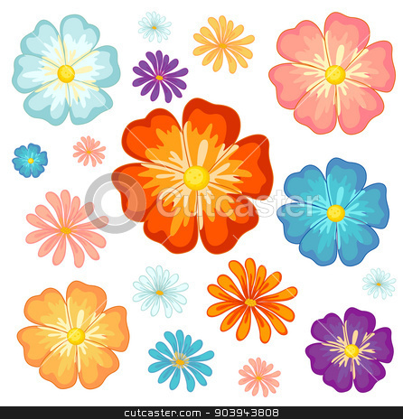 To use this stock image in your creative project, please select the size you need over to the right and click the "Add to Cart" button.
Your downloaded image will come with the Cutcaster watermark removed so don’t worry about the watermark you see on this page. Big and small flowers stock vector clipart, Illustration of the big and small flowers on a white background by Matthew Cole