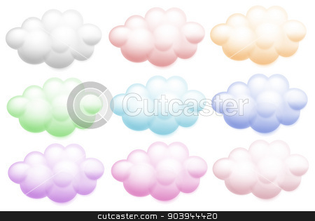 To use this stock image in your creative project, please select the size you need over to the right and click the "Add to Cart" button.
Your downloaded image will come with the Cutcaster watermark removed so don’t worry about the watermark you see on this page. Colourful clouds stock vector clipart, Illustration of the colourful clouds on a white background by Matthew Cole