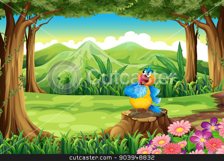 To use this stock image in your creative project, please select the size you need over to the right and click the "Add to Cart" button.
Your downloaded image will come with the Cutcaster watermark removed so don’t worry about the watermark you see on this page. A colorful parrot above the stump at the jungle stock vector clipart, Illustration of a colorful parrot above the stump at the jungle by Matthew Cole