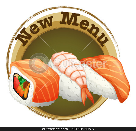 To use this stock image in your creative project, please select the size you need over to the right and click the "Add to Cart" button.
Your downloaded image will come with the Cutcaster watermark removed so don’t worry about the watermark you see on this page. A new menu label with sushi stock vector clipart, Illustration of a new menu label with sushi on a white background by Matthew Cole