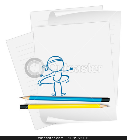 To use this stock image in your creative project, please select the size you need over to the right and click the "Add to Cart" button.
Your downloaded image will come with the Cutcaster watermark removed so don’t worry about the watermark you see on this page. A paper with a sketch of a person with a hula hoop stock vector clipart, Illustration of a paper with a sketch of a person with a hula hoop on a white background by Matthew Cole
