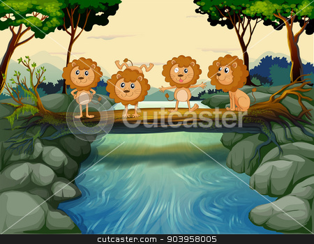 To use this stock image in your creative project, please select the size you need over to the right and click the "Add to Cart" button.
Your downloaded image will come with the Cutcaster watermark removed so don’t worry about the watermark you see on this page. Four young lions at the river stock vector clipart, Illustration of the four young lions at the river by Matthew Cole