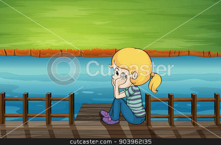 To use this stock image in your creative project, please select the size you need over to the right and click the "Add to Cart" button.
Your downloaded image will come with the Cutcaster watermark removed so don’t worry about the watermark you see on this page. A little girl at the bridge stock vector clipart, Illustration of a little girl at the bridge by Matthew Cole