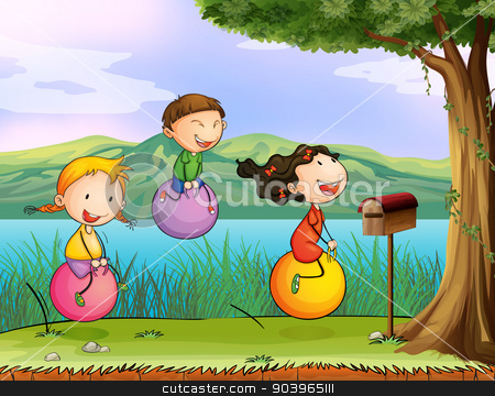 To use this stock image in your creative project, please select the size you need over to the right and click the "Add to Cart" button.
Your downloaded image will come with the Cutcaster watermark removed so don’t worry about the watermark you see on this page. Kids playing near a wooden mailbox stock vector clipart, Illustration of kids playing near a wooden mailbox by Matthew Cole