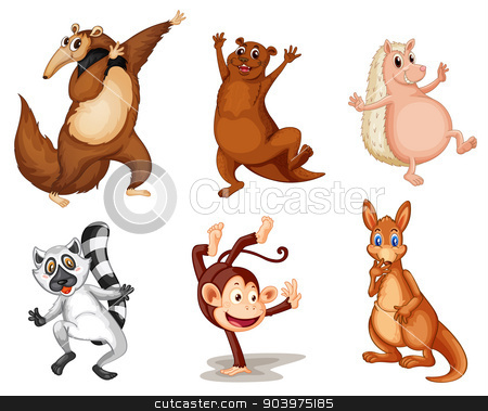 To use this stock image in your creative project, please select the size you need over to the right and click the "Add to Cart" button.
Your downloaded image will come with the Cutcaster watermark removed so don’t worry about the watermark you see on this page. Mixed animals stock vector clipart, Illustration of animals on white by Matthew Cole
