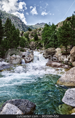 To use this stock image in your creative project, please select the size you need over to the right and click the "Add to Cart" button.
Your downloaded image will come with the Cutcaster watermark removed so don’t worry about the watermark you see on this page. Cola del Embalse de Cavallers. stock photo, Beautiful river into the Pyrenees mountains with cristal clear water. by TilyoRusev