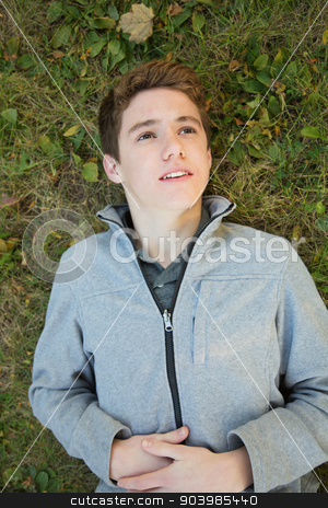 To use this stock image in your creative project, please select the size you need over to the right and click the "Add to Cart" button.
Your downloaded image will come with the Cutcaster watermark removed so don’t worry about the watermark you see on this page. Boy on Ground Looking Up stock photo, Caucasian teenager laying down on grass looking up by Scott Griessel
