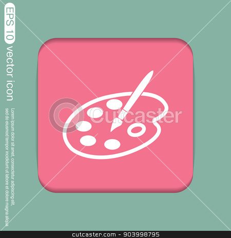 To use this stock image in your creative project, please select the size you need over to the right and click the "Add to Cart" button.
Your downloaded image will come with the Cutcaster watermark removed so don’t worry about the watermark you see on this page. Palette with brush. Symbol of art. Icon painting stock vector clipart, Palette with brush. Symbol of art. Icon painting by LittleCuckoo