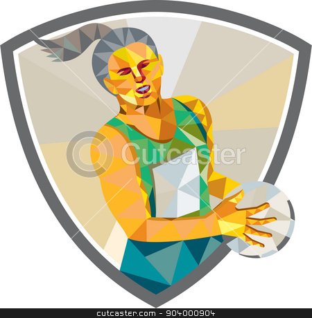 To use this stock image in your creative project, please select the size you need over to the right and click the "Add to Cart" button.
Your downloaded image will come with the Cutcaster watermark removed so don’t worry about the watermark you see on this page. Netball Player Holding Ball Low Polygon stock vector clipart, Low polygon style illustration of a netball player holding ball viewed from front set inside shield crest on isolated white background. by patrimonio