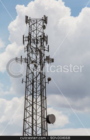 To use this stock image in your creative project, please select the size you need over to the right and click the "Add to Cart" button.
Your downloaded image will come with the Cutcaster watermark removed so don’t worry about the watermark you see on this page. Cell Phone Repeater Towers stock photo, Cellular telephone repeaters on tall tower in sky by Scott Griessel