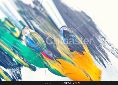 To use this stock image in your creative project, please select the size you need over to the right and click the "Add to Cart" button.
Your downloaded image will come with the Cutcaster watermark removed so don’t worry about the watermark you see on this page. color paint stock photo, color paint and brushes on the white paper by tycoon