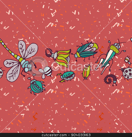 To use this stock image in your creative project, please select the size you need over to the right and click the "Add to Cart" button.
Your downloaded image will come with the Cutcaster watermark removed so don’t worry about the watermark you see on this page. Cute cartoon insect border pattern. Summer concept background. stock vector clipart, Cute cartoon insect border pattern. Summer concept background. Colorful vector background with doodle beetles by LittleCuckoo