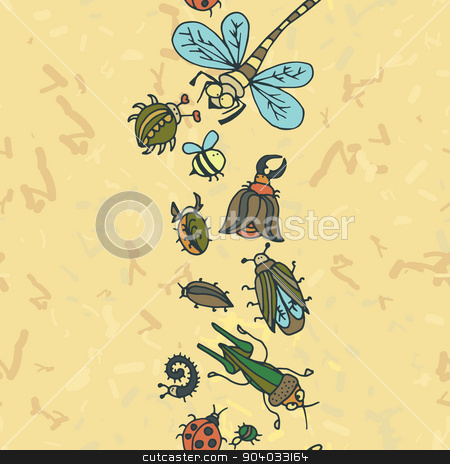 To use this stock image in your creative project, please select the size you need over to the right and click the "Add to Cart" button.
Your downloaded image will come with the Cutcaster watermark removed so don’t worry about the watermark you see on this page. Cute cartoon insect border pattern. Summer concept background. stock vector clipart, Cute cartoon insect border pattern. Summer concept background. Colorful vector background with doodle beetles by LittleCuckoo
