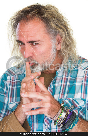 To use this stock image in your creative project, please select the size you need over to the right and click the "Add to Cart" button.
Your downloaded image will come with the Cutcaster watermark removed so don’t worry about the watermark you see on this page. Whispering Sly Man stock photo, Single isolated person in flannel shirt whispering by Scott Griessel