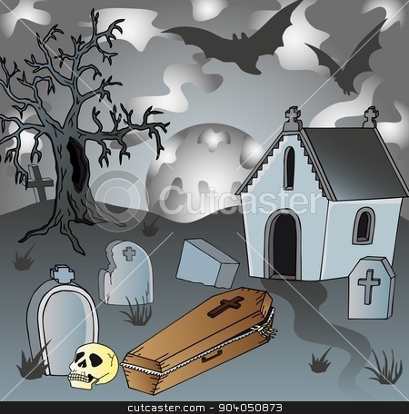 To use this stock image in your creative project, please select the size you need over to the right and click the "Add to Cart" button.
Your downloaded image will come with the Cutcaster watermark removed so don’t worry about the watermark you see on this page. Scenery on cemetery with coffin stock vector clipart, Scenery on cemetery with coffin - vector illustration. by connynka
