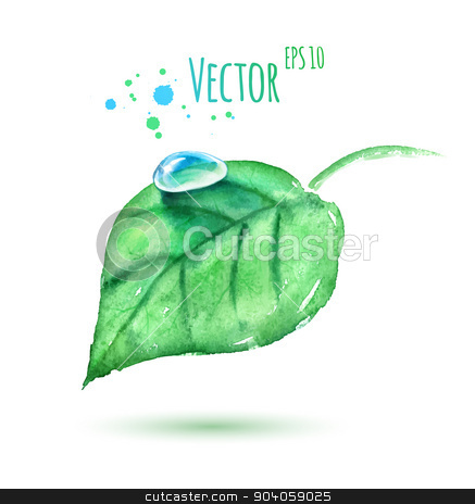 To use this stock image in your creative project, please select the size you need over to the right and click the "Add to Cart" button.
Your downloaded image will come with the Cutcaster watermark removed so don’t worry about the watermark you see on this page. Watercolor leaf with water drop. stock vector clipart, Vector watercolor illustration of green leaf with water drop. by Sofya Golovanova