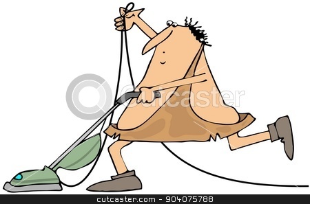 To use this stock image in your creative project, please select the size you need over to the right and click the "Add to Cart" button.
Your downloaded image will come with the Cutcaster watermark removed so don’t worry about the watermark you see on this page. Caveman with a vacuum cleaner stock photo, This illustration depicts a caveman using a vacuum cleaner. by Dennis Cox