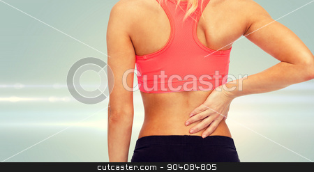 To use this stock image in your creative project, please select the size you need over to the right and click the "Add to Cart" button.
Your downloaded image will come with the Cutcaster watermark removed so don’t worry about the watermark you see on this page. close up of sporty woman touching her back stock photo, fitness, healthcare and medicine concept - close up of sporty woman touching her back by Syda Productions