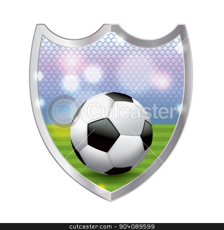 To use this stock image in your creative project, please select the size you need over to the right and click the "Add to Cart" button.
Your downloaded image will come with the Cutcaster watermark removed so don’t worry about the watermark you see on this page. Soccer Emblem Illustration stock vector clipart, An illustration of a football - American soccer ball sitting on a turf field inside an emblem. Vector EPS 10 available. EPS file is layered and contains transparencies and gradient mesh. by Jason Enterline