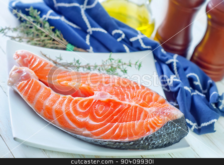 To use this stock image in your creative project, please select the size you need over to the right and click the "Add to Cart" button.
Your downloaded image will come with the Cutcaster watermark removed so don’t worry about the watermark you see on this page. raw salmon steak stock photo, raw salmon steak by tycoon