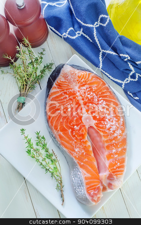 To use this stock image in your creative project, please select the size you need over to the right and click the "Add to Cart" button.
Your downloaded image will come with the Cutcaster watermark removed so don’t worry about the watermark you see on this page. raw salmon steak stock photo, raw salmon steak by tycoon