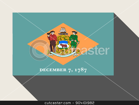 To use this stock image in your creative project, please select the size you need over to the right and click the "Add to Cart" button.
Your downloaded image will come with the Cutcaster watermark removed so don’t worry about the watermark you see on this page. American State of Delaware flag stock photo, American State of Delaware flag in flat web design style. by Martin Crowdy
