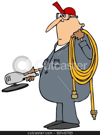 To use this stock image in your creative project, please select the size you need over to the right and click the "Add to Cart" button.
Your downloaded image will come with the Cutcaster watermark removed so don’t worry about the watermark you see on this page. Worker with a grinder stock photo, This illustration depicts a man wearing coveralls carrying an air hose and a grinder. by Dennis Cox