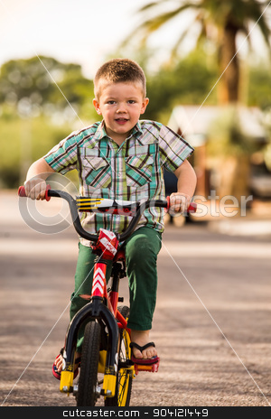 To use this stock image in your creative project, please select the size you need over to the right and click the "Add to Cart" button.
Your downloaded image will come with the Cutcaster watermark removed so don’t worry about the watermark you see on this page. Boy On a Bike stock photo, Single young boy having fun riding his bike by Scott Griessel