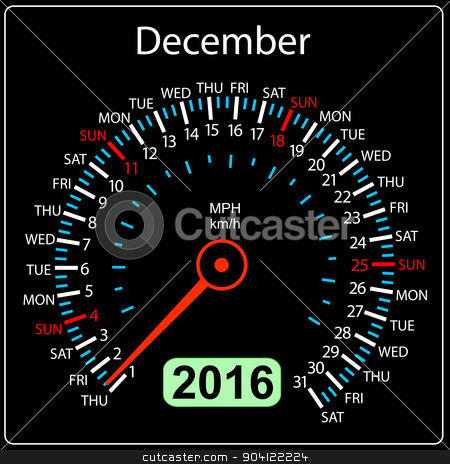 To use this stock image in your creative project, please select the size you need over to the right and click the "Add to Cart" button.
Your downloaded image will come with the Cutcaster watermark removed so don’t worry about the watermark you see on this page. 2016 year calendar speedometer car. December. Vector illustratio stock vector clipart, 2016 year calendar speedometer car. December. Vector illustration. by aarrows