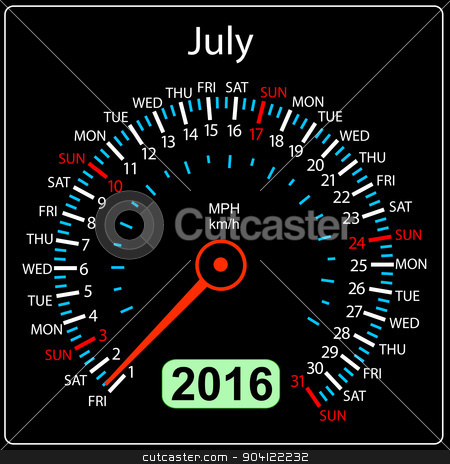 To use this stock image in your creative project, please select the size you need over to the right and click the "Add to Cart" button.
Your downloaded image will come with the Cutcaster watermark removed so don’t worry about the watermark you see on this page. 2016 year calendar speedometer car. July. Vector illustration. stock vector clipart, 2016 year calendar speedometer car. July. Vector illustration. by aarrows