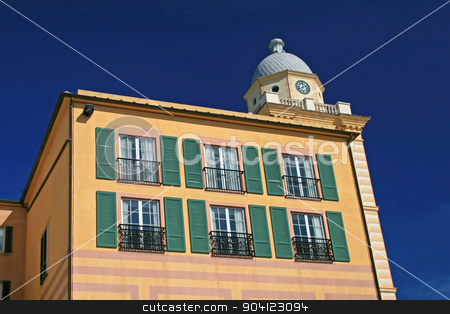 To use this stock image in your creative project, please select the size you need over to the right and click the "Add to Cart" button.
Your downloaded image will come with the Cutcaster watermark removed so don’t worry about the watermark you see on this page. Itailian Building stock photo, An Italian style building with pastel colors by Lucy Clark