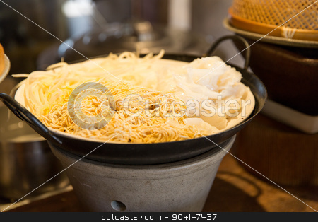 To use this stock image in your creative project, please select the size you need over to the right and click the "Add to Cart" button.
Your downloaded image will come with the Cutcaster watermark removed so don’t worry about the watermark you see on this page. bowl of rice noodles garnish at asian restaurant stock photo, cooking, kitchen and food concept - bowl of rice noodles garnish at asian restaurant by Syda Productions
