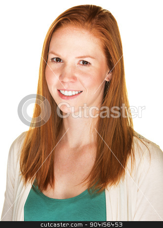 To use this stock image in your creative project, please select the size you need over to the right and click the "Add to Cart" button.
Your downloaded image will come with the Cutcaster watermark removed so don’t worry about the watermark you see on this page. Smiling Young Woman stock photo, Smiling beautiful young Caucasian female with red hair by Scott Griessel