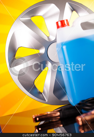 To use this stock image in your creative project, please select the size you need over to the right and click the "Add to Cart" button.
Your downloaded image will come with the Cutcaster watermark removed so don’t worry about the watermark you see on this page. Set of auto parts, car battery on vivid moto concept stock photo, Set of auto parts, car battery on vivid moto concept by Sebastian Duda