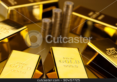To use this stock image in your creative project, please select the size you need over to the right and click the "Add to Cart" button.
Your downloaded image will come with the Cutcaster watermark removed so don’t worry about the watermark you see on this page. Coins and gold bars, ambient financial concept stock photo, Coins and gold bars, ambient financial concept by Sebastian Duda