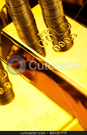 To use this stock image in your creative project, please select the size you need over to the right and click the "Add to Cart" button.
Your downloaded image will come with the Cutcaster watermark removed so don’t worry about the watermark you see on this page. Stack of gold bars, ambient financial concept stock photo, Stack of gold bars, ambient financial concept by Sebastian Duda