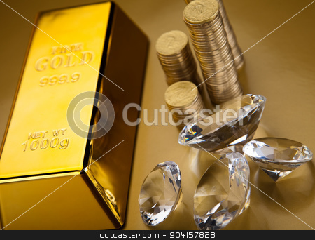 To use this stock image in your creative project, please select the size you need over to the right and click the "Add to Cart" button.
Your downloaded image will come with the Cutcaster watermark removed so don’t worry about the watermark you see on this page. Diamond and gold, ambient financial concept stock photo, Diamond and gold, ambient financial concept by Sebastian Duda