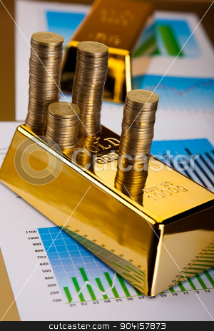 To use this stock image in your creative project, please select the size you need over to the right and click the "Add to Cart" button.
Your downloaded image will come with the Cutcaster watermark removed so don’t worry about the watermark you see on this page. Gold bars background, ambient financial concept stock photo, Gold bars background, ambient financial concept by Sebastian Duda