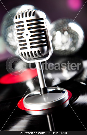 To use this stock image in your creative project, please select the size you need over to the right and click the "Add to Cart" button.
Your downloaded image will come with the Cutcaster watermark removed so don’t worry about the watermark you see on this page. Microphone, Disco Ball, music saturated concept stock photo, Microphone, Disco Ball, music saturated concept by Sebastian Duda