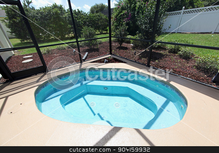 To use this stock image in your creative project, please select the size you need over to the right and click the "Add to Cart" button.
Your downloaded image will come with the Cutcaster watermark removed so don’t worry about the watermark you see on this page. Jacuzzi stock photo, A jacuzzi in the pool area of a home by Lucy Clark