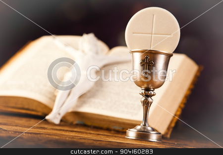 To use this stock image in your creative project, please select the size you need over to the right and click the "Add to Cart" button.
Your downloaded image will come with the Cutcaster watermark removed so don’t worry about the watermark you see on this page. Holy Communion Bread, Wine, bright background, saturated concept stock photo, Holy Communion Bread, Wine, bright background, saturated concept by Sebastian Duda