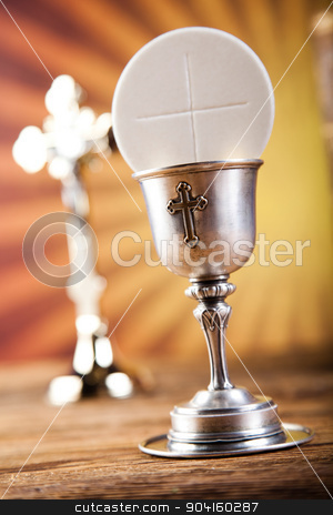 To use this stock image in your creative project, please select the size you need over to the right and click the "Add to Cart" button.
Your downloaded image will come with the Cutcaster watermark removed so don’t worry about the watermark you see on this page. Holy Communion Bread, Wine, bright background, saturated concept stock photo, Holy Communion Bread, Wine, bright background, saturated concept by Sebastian Duda