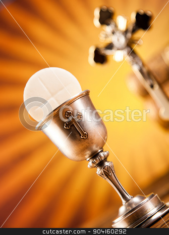 To use this stock image in your creative project, please select the size you need over to the right and click the "Add to Cart" button.
Your downloaded image will come with the Cutcaster watermark removed so don’t worry about the watermark you see on this page. Holy Communion Bread, Wine, bright background, saturated concept stock photo, Holy Communion Bread, Wine, bright background, saturated concept by Sebastian Duda