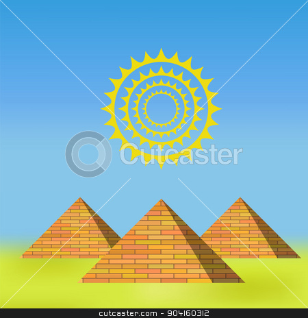 To use this stock image in your creative project, please select the size you need over to the right and click the "Add to Cart" button.
Your downloaded image will come with the Cutcaster watermark removed so don’t worry about the watermark you see on this page. Pyramids stock vector clipart, Pyramids on Blue Sky Background for Your Design by valeo5