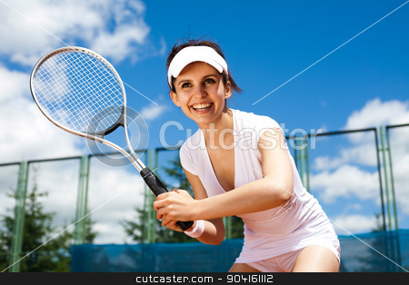 To use this stock image in your creative project, please select the size you need over to the right and click the "Add to Cart" button.
Your downloaded image will come with the Cutcaster watermark removed so don’t worry about the watermark you see on this page. Girl playing tennis on the court stock photo, Girl playing tennis on the court by Sebastian Duda